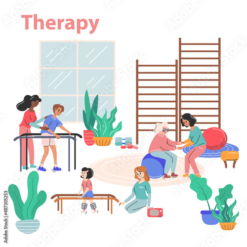 Physiotherapy And Rehabilitation Concept Illustration