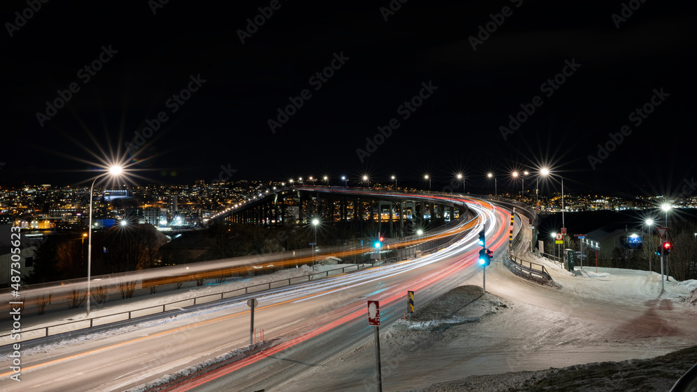 Night traffic in Tromsø Norway