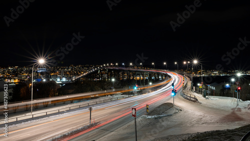 Night traffic in Tromsø Norway