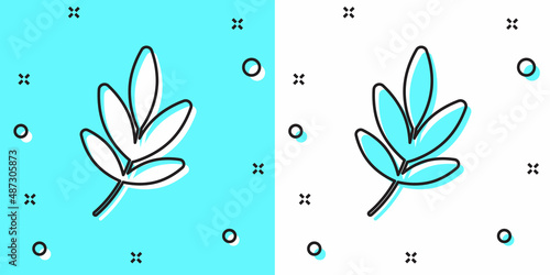 Black line Movie trophy icon isolated on green and white background. Academy award icon. Films and cinema symbol. Random dynamic shapes. Vector