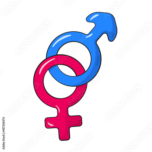 Male and female gender symbol. Cartoon. Vector illustration