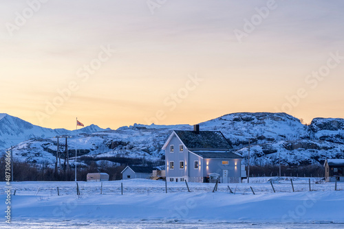 Cabins on the island of Tromsø Norway