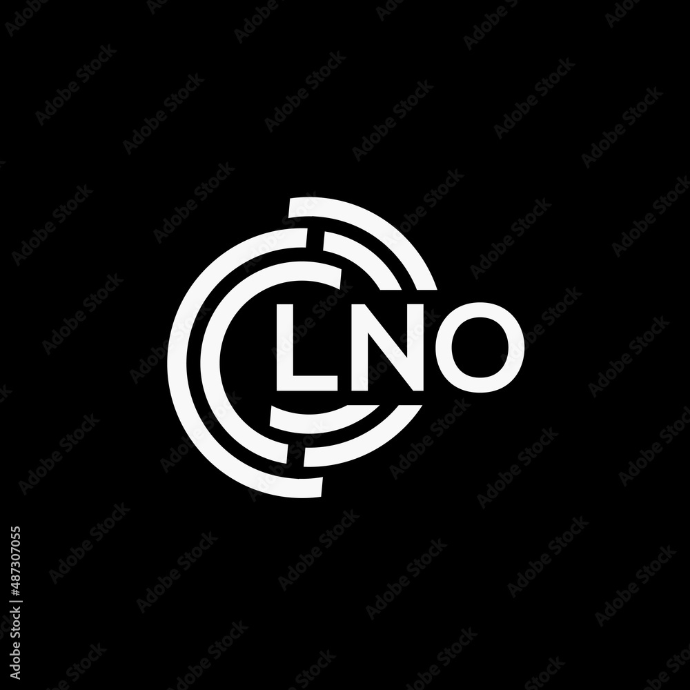 Obraz premium LNO letter logo design on black background.LNO creative initials letter logo concept.LNO vector letter design.