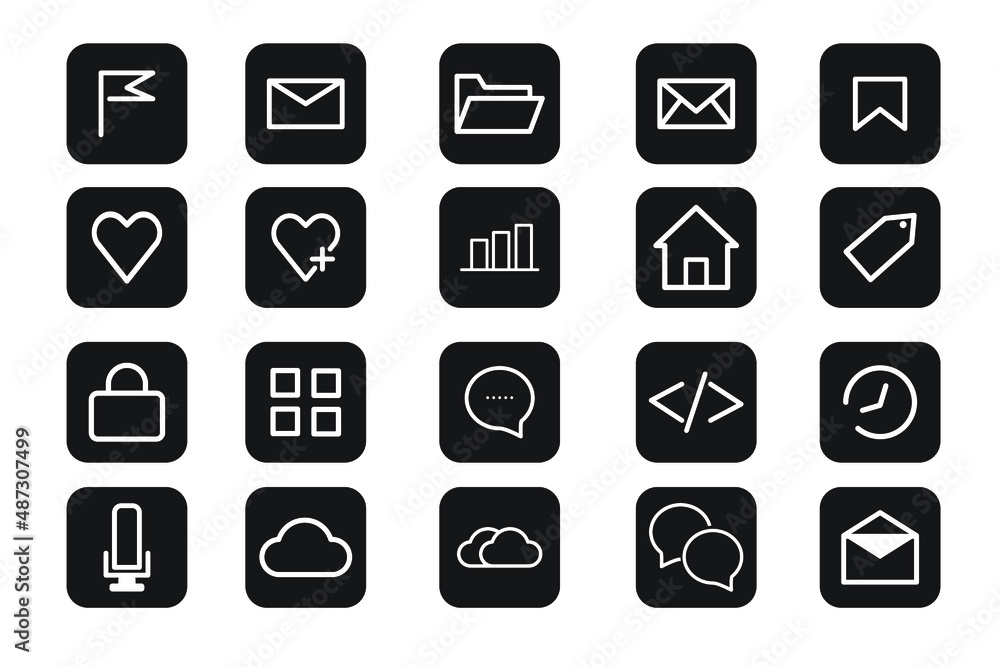 icons set bussiness with box black icons set bussiness with box black
