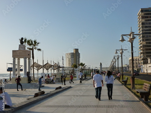 Photograph taken on a sunny day around Iquique City at Chili, showing the architecture and colours of this historical place. The port, streets and the desert.