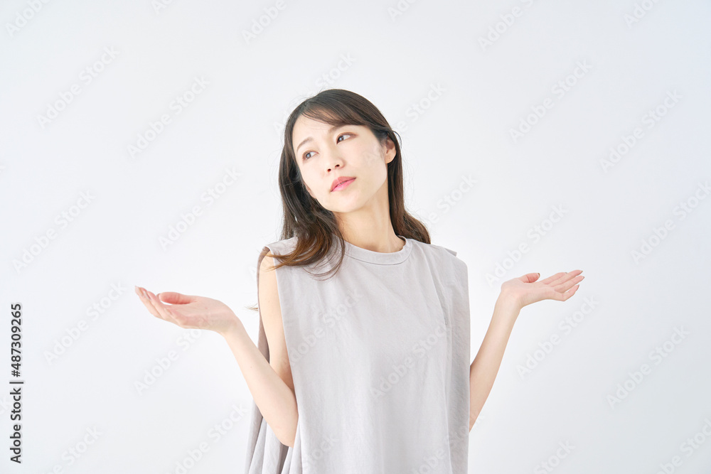 女性 降参 白背景 女性 降参 白背景