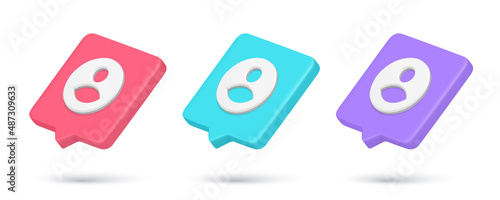 Realistic quick tips friend request social network internet notification 3d icon collection vector