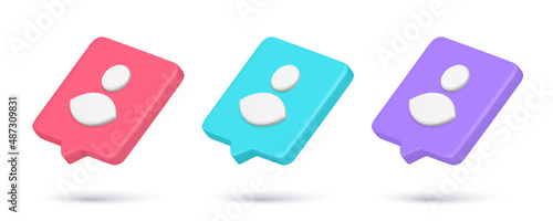 Collection multicolored 3d icon member contact personal profile new friend request vector