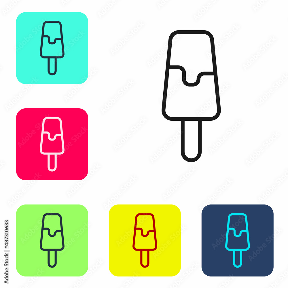 Black line Ice cream icon isolated on white background. Sweet symbol. Set icons in color square buttons. Vector Black line Ice cream icon isolated on white background. Sweet symbol. Set icons in color square buttons. Vector