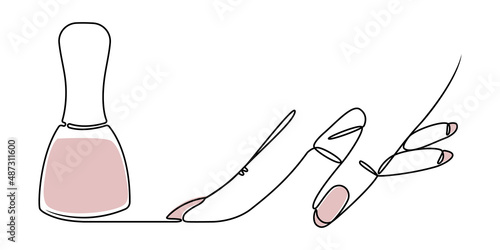 one line drawing hand lacquer with lotus color spots