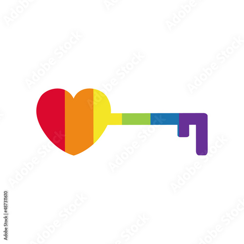 Rainbow colored key on white. LGBTQ community symbol of clue isolated. concept of LGBT people element. Gay parade. gay, lesbian and trans icon vector element