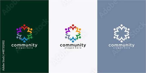 Creative colorful social group logo design vector, people community logo design