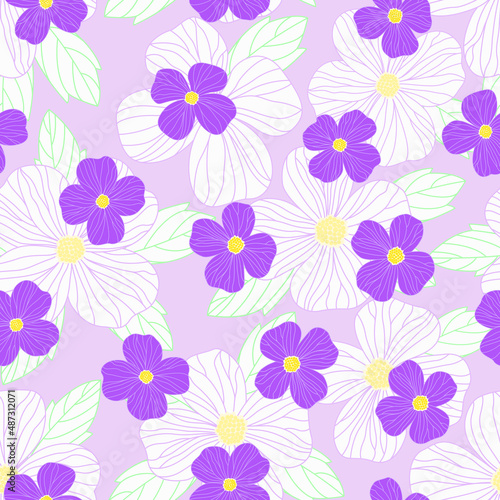 retro floral print. vintage flower seamless pattern. purple wild flowers. violet floral print. good for dress, wallpaper, fashion, textile, fabric, background.