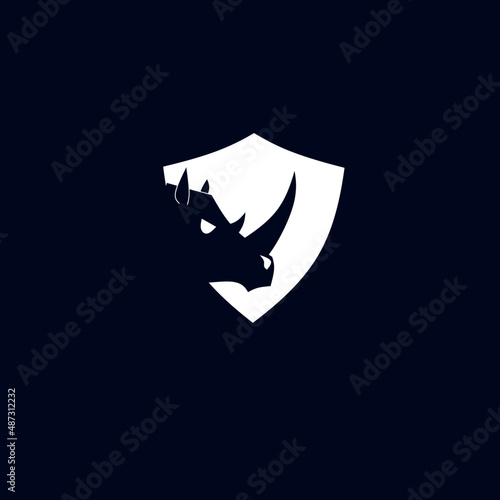 Illustration vector template logo rhino and shield