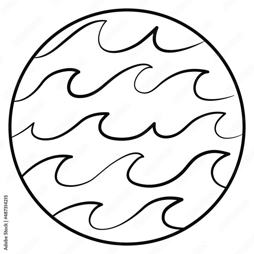 Simple minimalist waves water lake river logo in circle vector illustration, design on white background Simple minimalist waves water lake river logo in circle vector illustration, design on white background