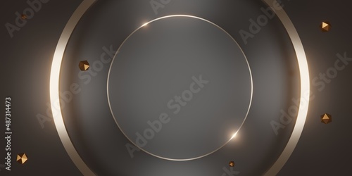black and gold circle frame Image background for placing text and teaching trades 3D illustration