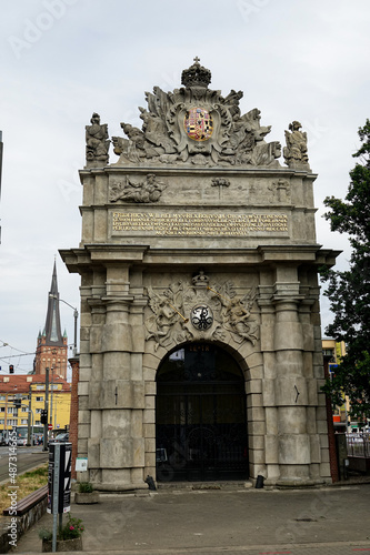 entrance to the temple , image taken in stettin szczecin west poland, europe