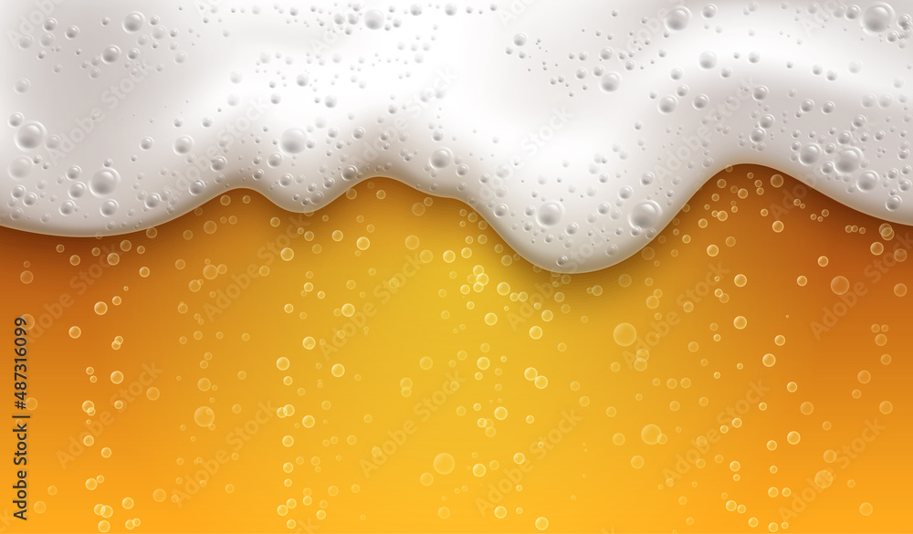 Beer Foam Realistic Composition - obrazy, fototapety, plakaty 