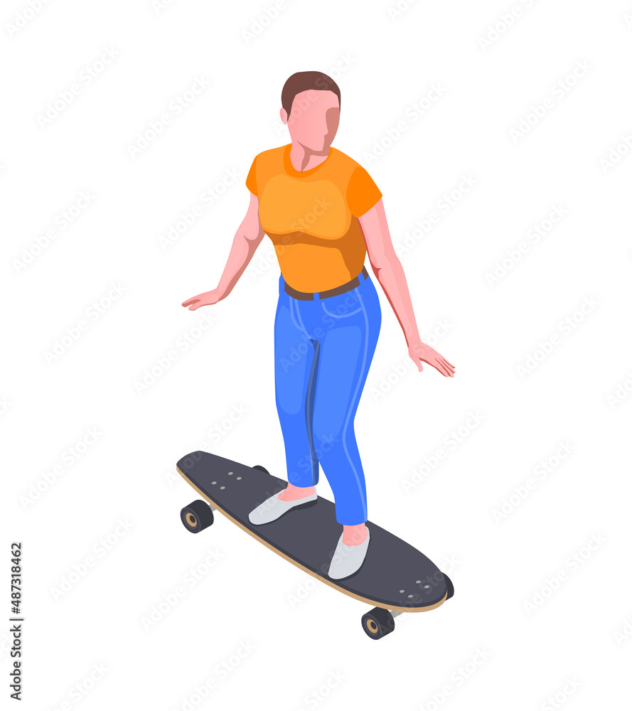 Fototapeta premium Skateboard Isometric Icon