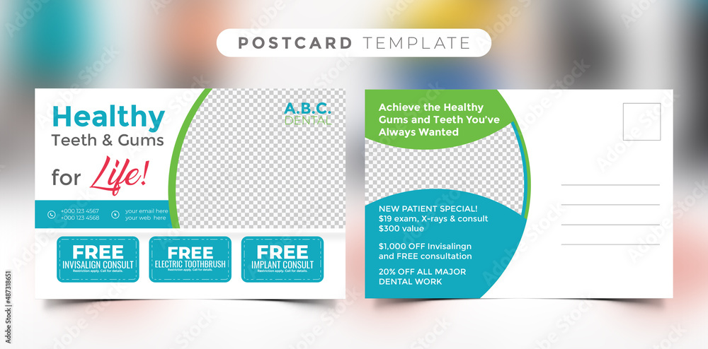 Obraz premium Dental Postcard Template Design