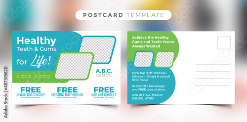 Medical health care postcard template design