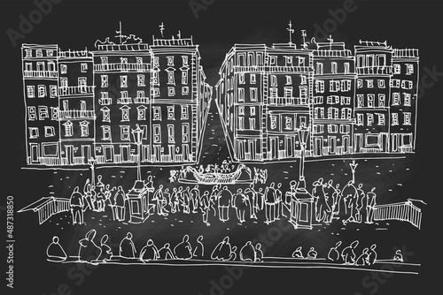 vector sketch of  the Spanish Steps in Rome.
