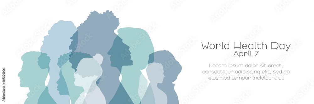 World Health Day banner. Card with place for text. Flat vector illustration.	
