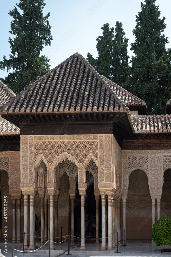 Architectural detail of the arches in the Nazaries palaces of the Alhambra