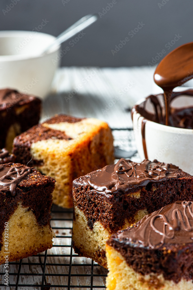 Home baking. Chocolate marble cake Home baking. Chocolate marble cake