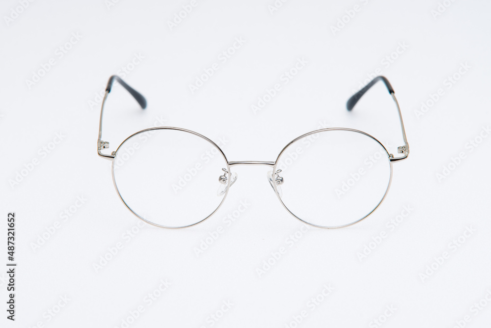 Fashion sunglasses silver frame on white background. Fashion sunglasses silver frame on white background.