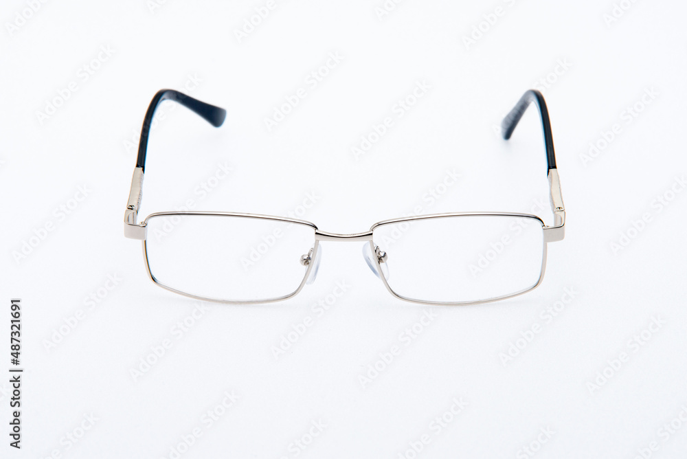 Fashion sunglasses silver frame on white background. Fashion sunglasses silver frame on white background.