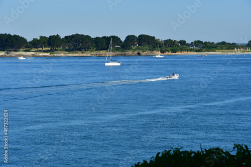 Arzon, France - june 6 2021 : Locmariaquer view from Port Navalo