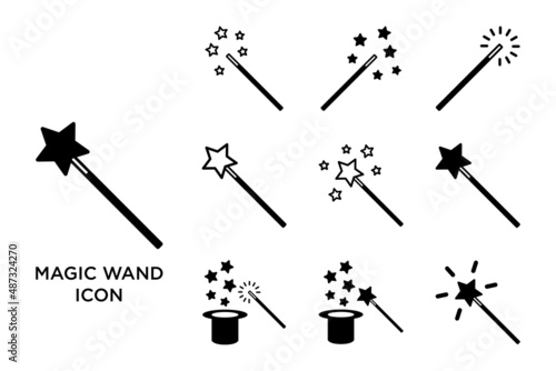 Fotografia magic wand icon set vector design template simple and clean