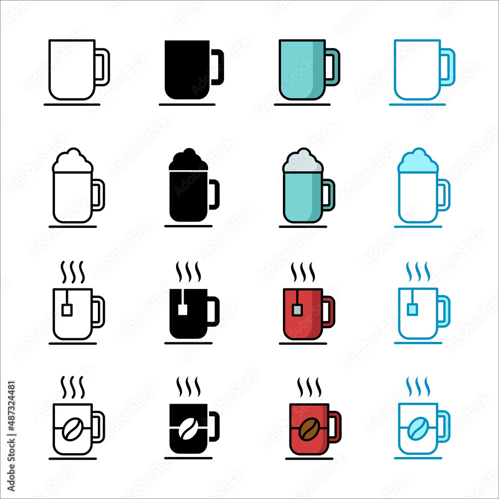 mug - glass icon set vector design template simple and clean mug - glass icon set vector design template simple and clean