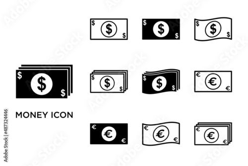 money icon set vector design template simple and clean