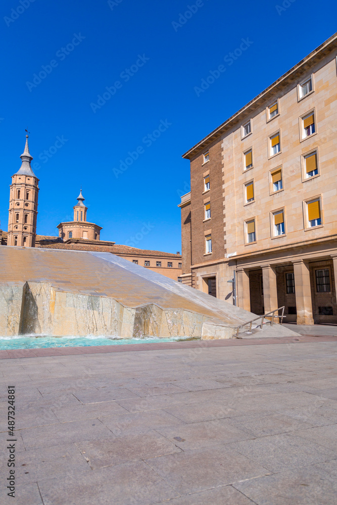 La Fuente del Hispanidad, the Spanish Fountain at Plaza del Pilar in Zaragoza, Spain