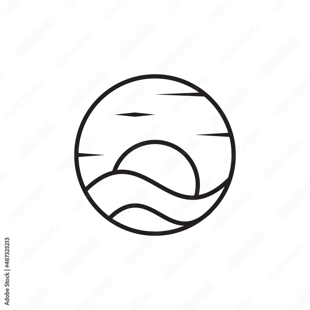 circle ocean logo design vector illustration. circle ocean logo design vector illustration.
