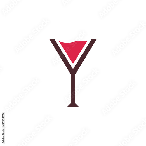 letter Y wineglass logo design concept.