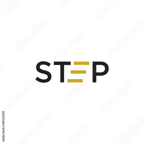 text step logo design vector illustration.