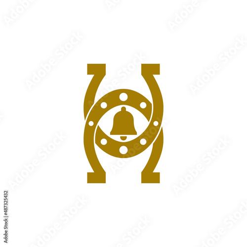 gold horseshoe logo isolated on white background.