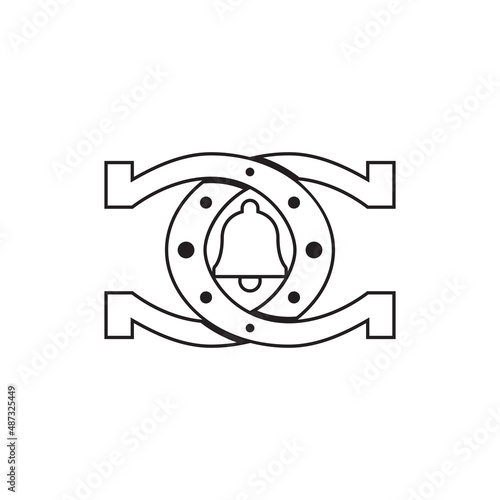 line horseshoe interlocking logo design vector.