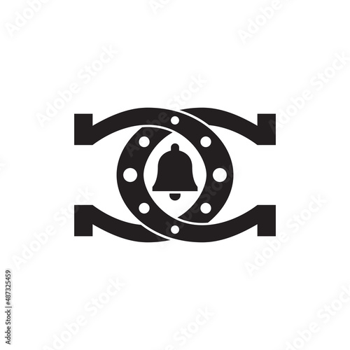two horseshoe with bell logo design concept.