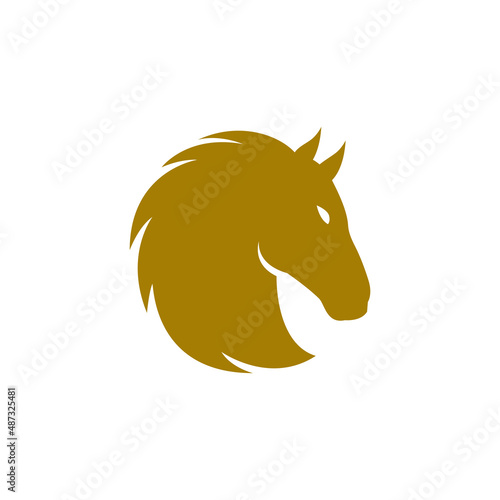 gold horse head logo design vector illustration.
