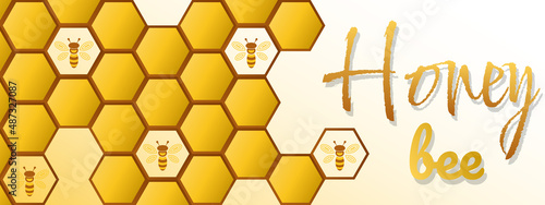 bee honey background text frame sign horizontal banner bumblebee