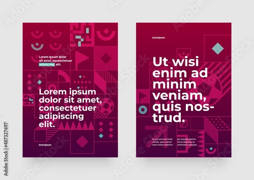 Poster layout design for tournament, invitation, awards or cup. Layout design template with geometric shapes. Championship in Qatar. Sports background trend 2022.