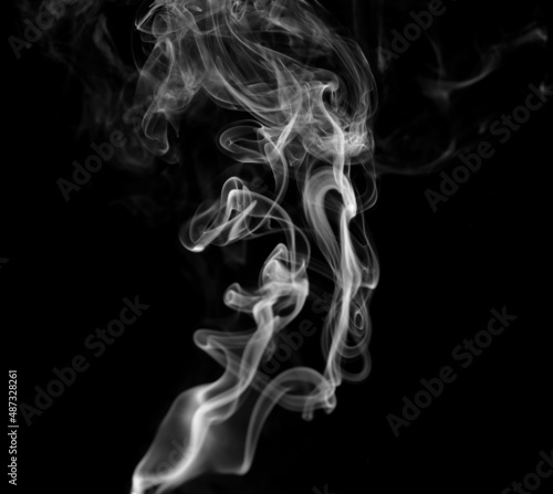 Fototapeta Naklejka Na Ścianę i Meble -  Twisted plumes of smoke, smoke movement on a black background. Abstract smoke lines