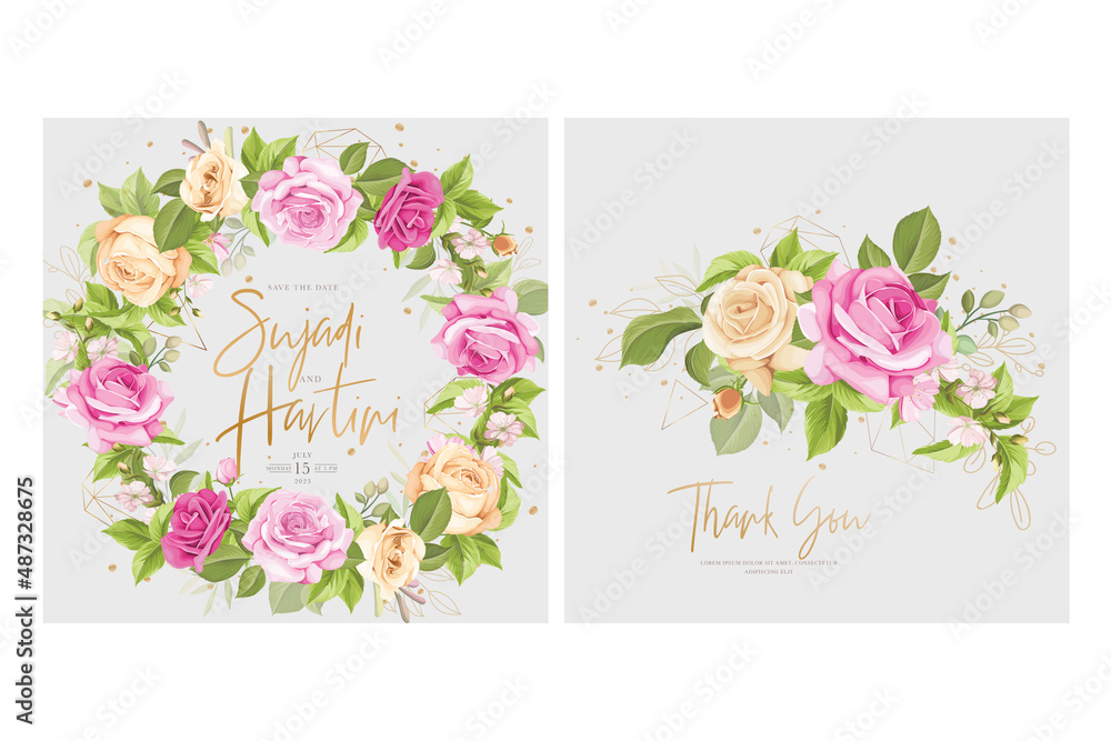 hand drawn beautiful roses wedding invitation card template hand drawn beautiful roses wedding invitation card template