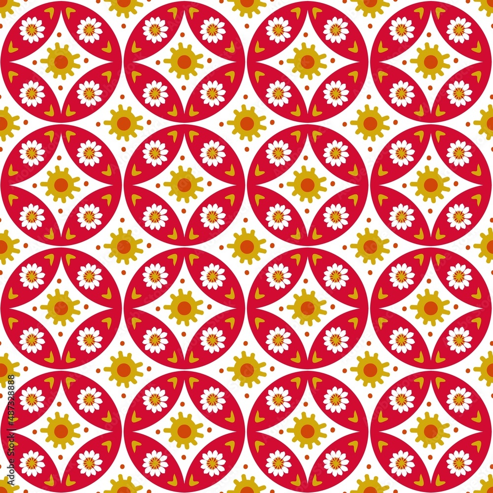 Modern seamless pattern inspired by Javanese Batik Kawung