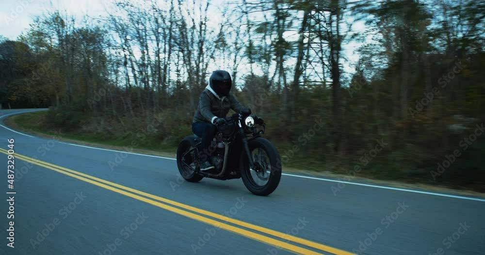 Motorcycle Passing on Scenic Road Slow Motion 4K Motorcycle Passing on Scenic Road Slow Motion 4K
