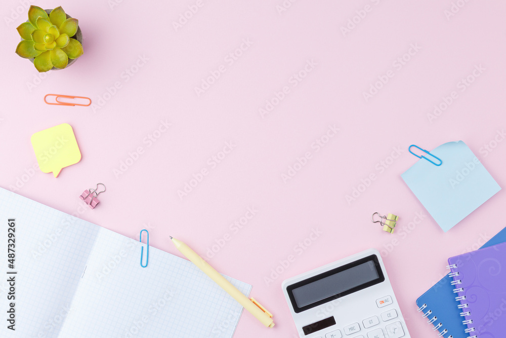 School supplies on the desk. School supplies on the desk.